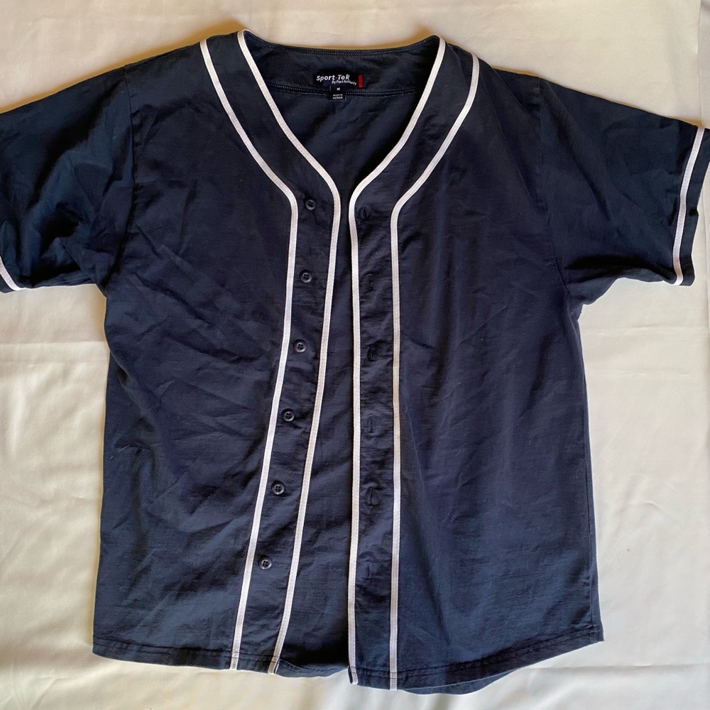 Vintage Navy Baseball Jersey inspired button up
